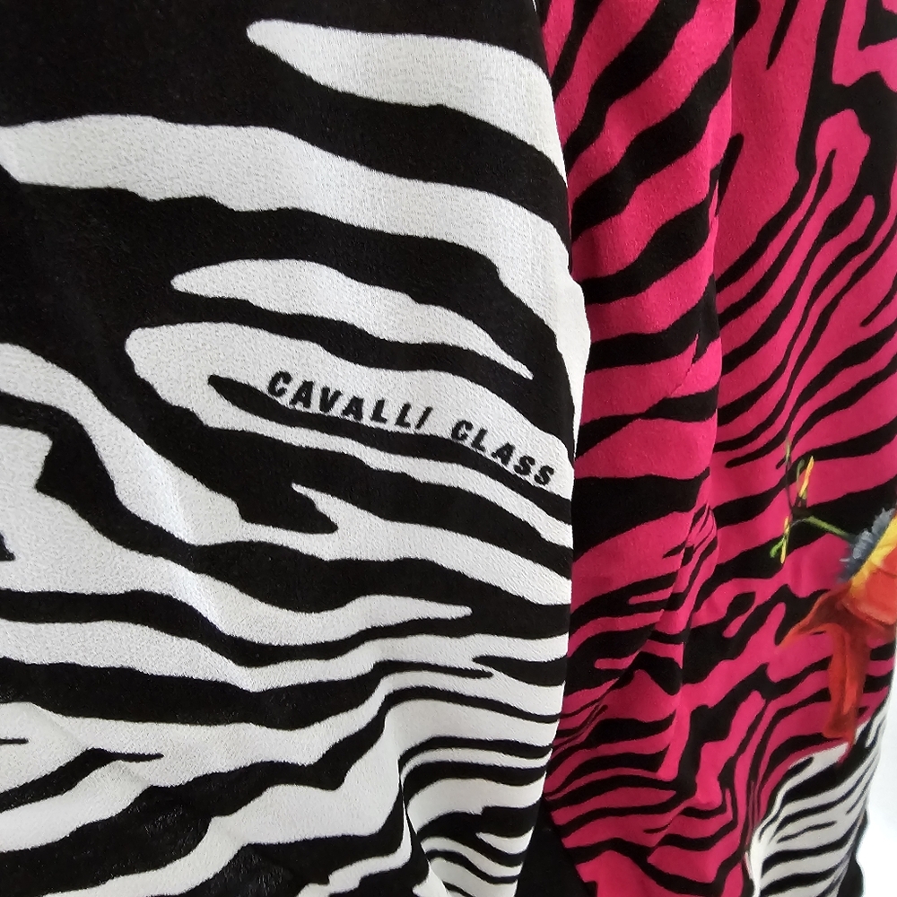 NWT Cavalli Class Zebra & Floral Long Sleeve Dress – Size IT 44 / US 8 - Picture 8 of 13